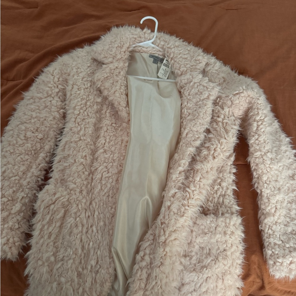 Women's Pink Faux Fur Sherpa Coat